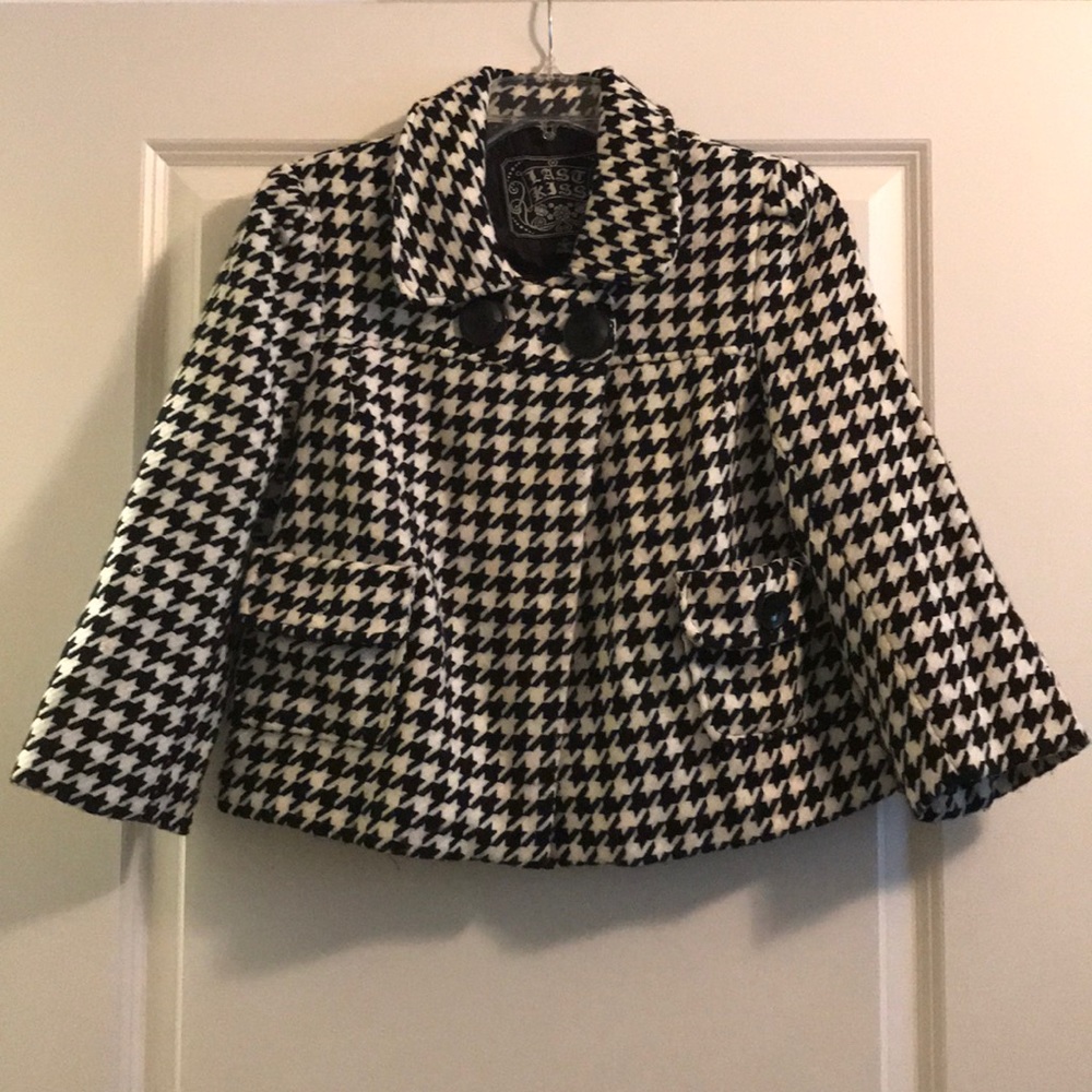 💧USED: A-Line print knit pea coat